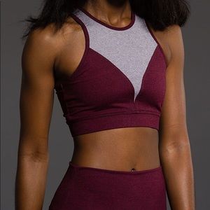 Onzie yoga high neck burgundy bra top 3640